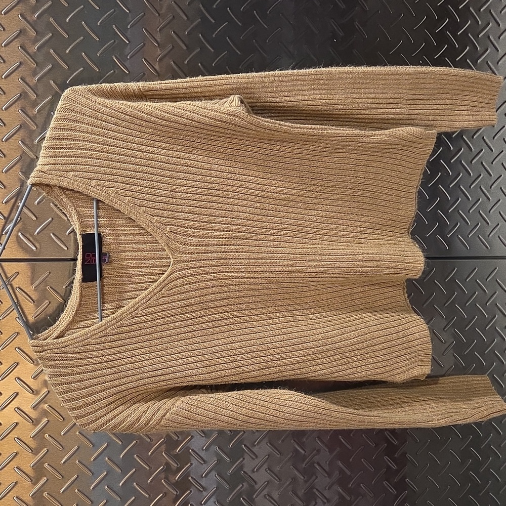 NOBO Women's V-Neck Ribbed Sweater - Beige
